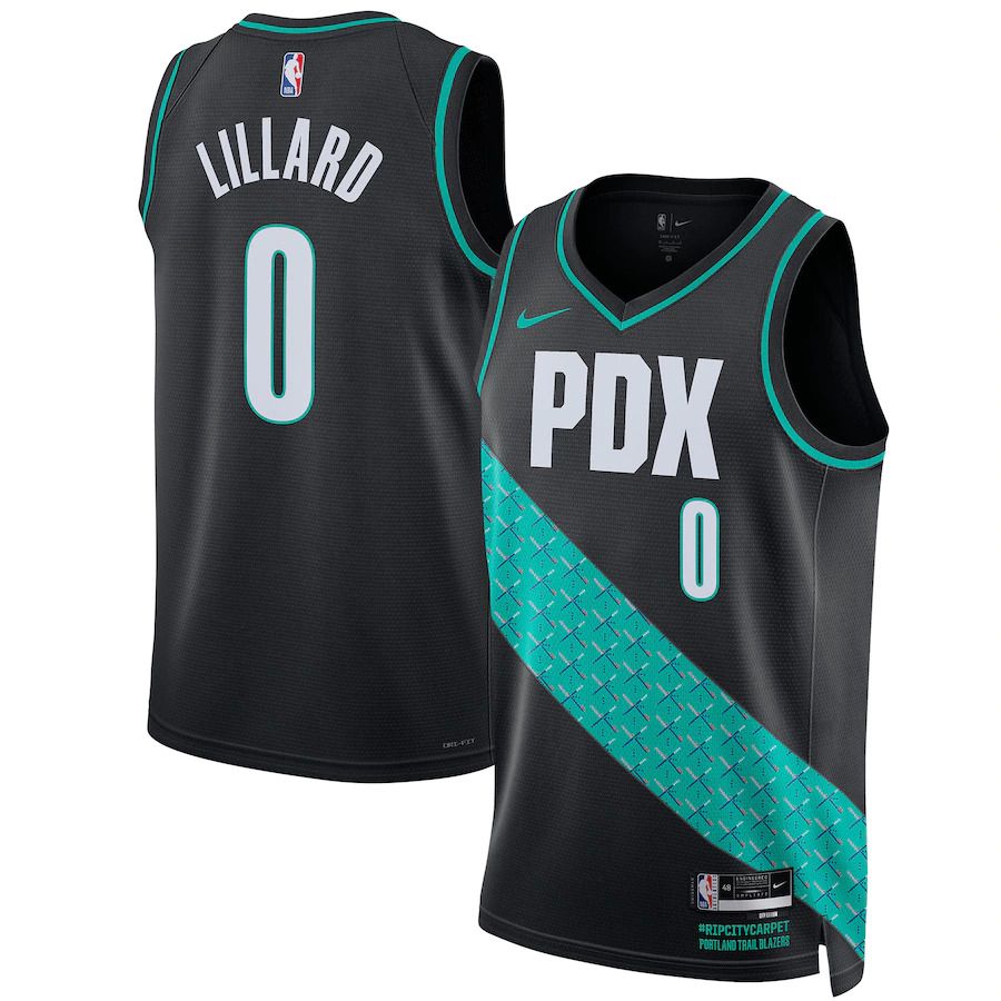 Men Portland Trail Blazers #0 Damian Lillard Nike Black City Edition 2022-23 Swingman NBA Jersey